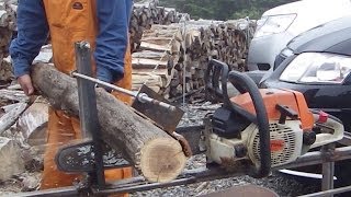 【薪割り】小径木玉切り支援機 試作機【チェーンソー】Chainsaw Support System