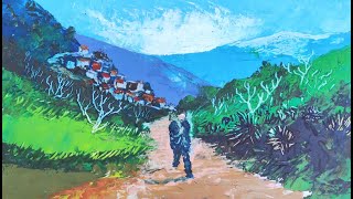 PEINDRE AU COUTEAU UN PAYSAGE IMAGINAIRE A HUILE