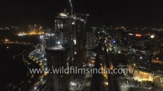 Aerial view of India's millennium city of Gurgaon: Golf Course Road