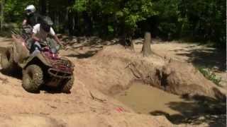 Epic Mud hole conquered by 2004 Kawasaki Prairie 360 4x4 ATV Haspen Acres Indiana. Off roading