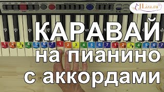 Как играть Каравай с аккордами на пианино