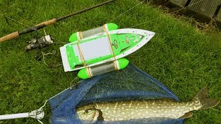 How to catch Pike fish wt RC boat & film it underwater. Pesca con barco RC. Рыбалка щука кораблик.