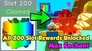 Unlocked All 200 Slot Rainbow Rewards! Got Rainbow Overlord! Max Enchant - Bubble Gum Simulator