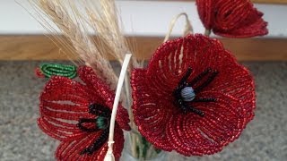 МАКИ ИЗ БИСЕРА. Часть 1/2. Beaded poppy. БИСЕРОПЛЕТЕНИЕ ДЛЯ НАЧИНАЮЩИХ
