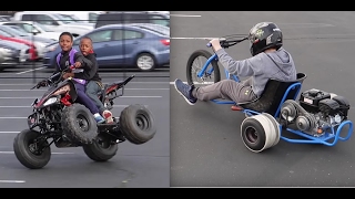 RIDING KIDS ATV ON 2 WHEELS + DRIFT TRIKE SHENANIGANS