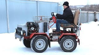 Обзор МИНИТРАКТОРА 4х4 с двигателем МОТОБЛОКА 9 л.с.
