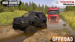 Spintires: MudRunner - 2014 TOYOTA 4RUNNER Towing a Semi Truck through the Swamp