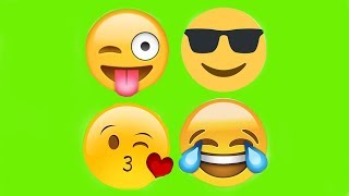 Футаж Эмоджи Сбоник на зеленом фоне