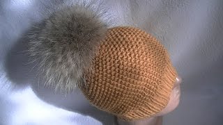 Вязание шапки узором путанка.Knitting hats pattern thread waste