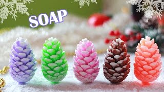 DIY: Soap ● Сосновая ШИШКА из мыла ● Мыловарение ● Новогодние разноцветные шишки