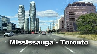 Drive from Mississauga Downtown to Toronto via Etobicoke