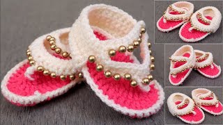 How to Crochet Baby Sandals Design || Baby Crochet Flip Flops Sandal | crochet sandals for baby girl
