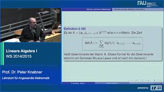 Lineare Algebra - Vorlesung 23 - Die Determinante: Motivation und Existenz