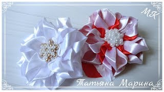 Цветы из атласной ленты 5 см / Канзаши МК /DIY