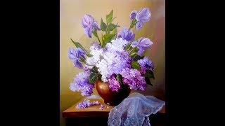 DIY. Embroidery ribbons. Lilac. part 1.Вышивка лентами. Сирень. часть1