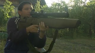 Стрельба из пневматики Edgun Matador R3M сидя без упора 50 метров
