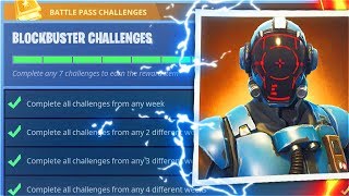 New BLOCKBUSTER CHALLENGES Completed! Secret VISITOR SKIN Unlocked! (Fortnite BLOCKBUSTER Unlocked)