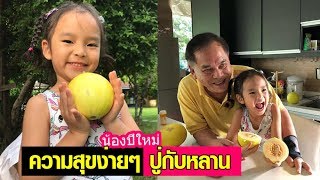 "น้องปีใหม่" ชวน "ปู่ไพวงษ์" ลุยสวน เก็บเมลอนผลโต