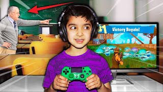 THIS 5 YEAR OLD KID WON A GAME OF FORTNITE IN SCHOOL! | 5 YEAR OLD BROTHER PLAYS FORTNITE AT SCHOOL