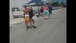 Drunk in Freeport Bahamas June 2012 boarding the Carnival Fantasy