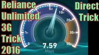 [2016] Unlimited Reliance 3G Trick SpeedTest | Upto 8Mbps | Trick Link in description