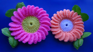 Flor margarita tejida crochet a ganchillo paso a paso fácil de tejer para aplicar en Bolsos