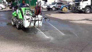 Exhibiting DYNASET KPL Street Washing Unit on Avant Mini Loader