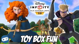 Merida and Hawkeye Disney Infinity 3.0 Toy Box Fun Gameplay - Marvel vs Brave!