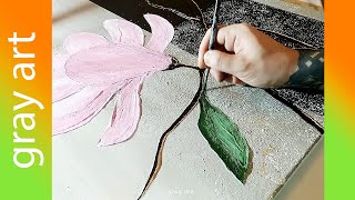 Как Нарисовать Цветок / Цветок Акриловыми Красками / Текстурная паста