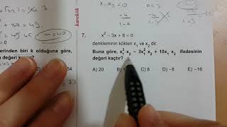 Karekök YKS(LYS)Matematik 2.DER. DENKLEMLER Test 6 Anlatımlı Çözümleri