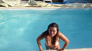 Jumping into freezing pool / Girl jumps into freezing swimming pool /cold pool challenge
