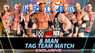 WWE 2K18 8 Man Tag Team Match ft. New HOT TAG Feature And Moves | WWE 2K18 PS4 Gameplay 8 Man Match