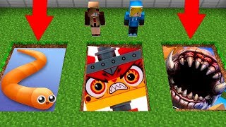 НУБ И ДЕВУШКА ПРО ПРОТИВ СТРАШНЫЕ ЯМЫ МОНСТРОВ В МАЙНКРАФТ ! Slither.io,  LEGO UNIKITTY, worm