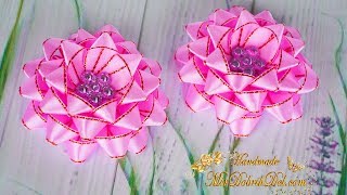 ?ЦВЕТЫ ИЗ УЗКОЙ ЛЕНТЫ ? Шаблон ЗВЕЗДОЧКА ? Бантики по шаблону