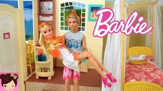 Barbie and Ken Hawaiian Hotel Bedroom Vacation Routine - Titi Dolls