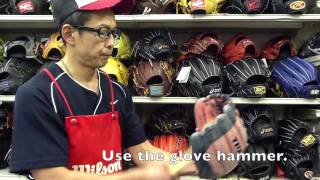 野球 baseball shop【#155】野球「グラブのポケットをつくる」How to make deep well pocket.