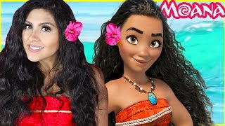 Moana inspired Makeover Tutorial Disney Princess Movie Costume kids Makeup Hair