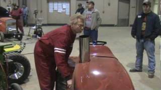 Turbo diesel  garden tractors geting ready to pull at Columbus winter nationals 2010