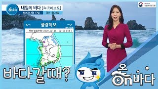 [내일의 바다정보] 2020년 2월 17일 풍랑·강풍 특보 발효, 해상활동 시 주의 / 해양방송 On바다