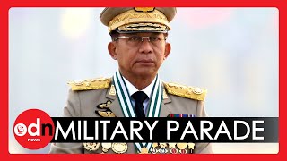 Myanmar Coup Leader Speaks at National Army Day Military Parade in Naypyidaw