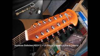 Applause Balladeer 2412 12 string. В акустике и подключении. Unplugged and plugged (OP4 + LR Baggs)