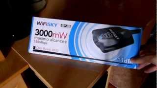 Unboxing WiFiSKY 3000mW USB WiFi Ralink 3070L + Antena 11dBi