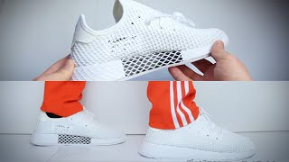Adidas Deerupt Runner "White" | UNBOXING & ON FEET with ADIDAS TENNOJI PANTS