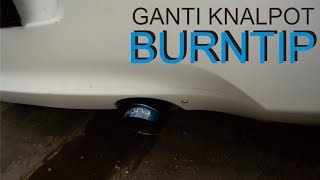 Ganti muffler Alpino S03 Burntip di Honda Brio
