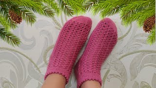 Ажурные носочки спицами. Подробный МК