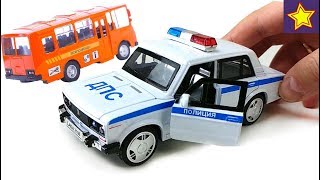 Машинки из Полиции против грабителей банка на ПАЗике Cars Toys Police story