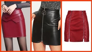 most trending and gorgeous daily work wear leather skirts design  for women