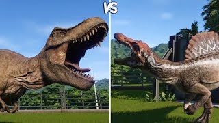 Jurassic World Evolution - T-REX vs SPINOSAURUS -  Gameplay (PS4 HD) [1080p60FPS]