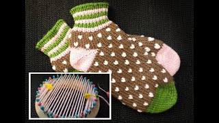 Loom Knit Kitchener Cast On and German Short Rows; The Alexis Slipper Sock toe from start to finish