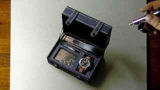 3D Drawing of Limited Edition AVI-8 watch in its box